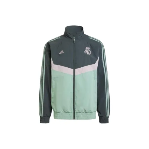 Adidas Real Madrid Seasonal TRACK TOP Спортивный ретро стиль Воротник-стойка Куртки Мужской Синий Зеленый