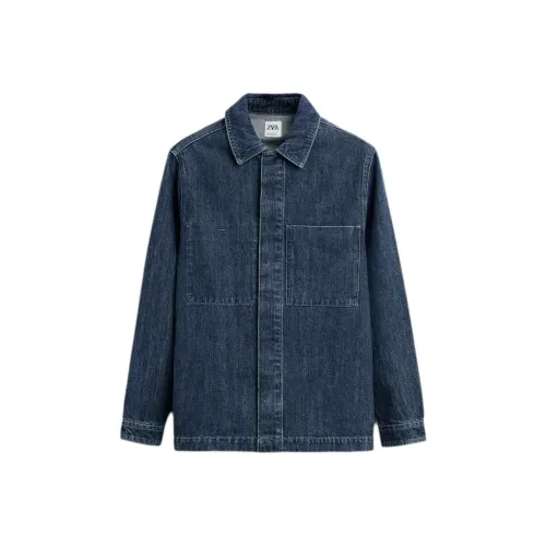 ZARA Blue Men's Denim Jackets ZARA Синий Мужские Джинсовые Куртки