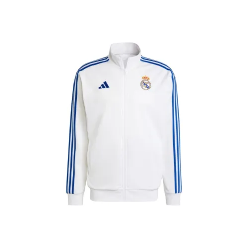 Adidas Real Madrid SS24 Real Madrid DNA TRACK TOP Спортивный ретро стиль Воротник-стойка Куртки Мужской Белый