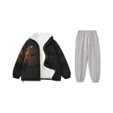 Черный топ+серые брюки