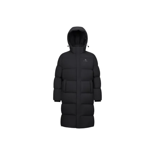 CAMEL Однотонный Съемный Тепловой Капюшон с Ветрозащитой и Устойчивостью к Холоду LONG DOWN JACKET Унисекс