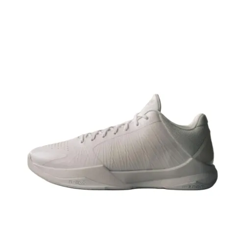 Nike Zoom Kobe 5 Устойчивые к истиранию Низкие Баскетбольные кроссовки Унисекс Белые