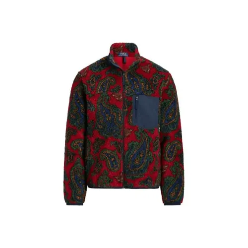 Polo Ralph Lauren Пейсли Флис Жаккард Куртка Куртки Пальто Мужской Красный