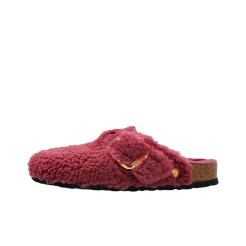 Биркенсток Бостон Большой Застежка Домашние Тапочки Женские Красные