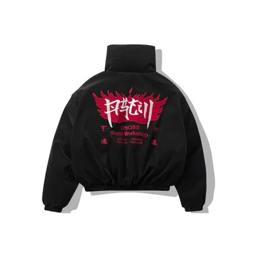 OSCill Воротник-стойка свободный крой утолщенный короткий пуховик унисекс черный