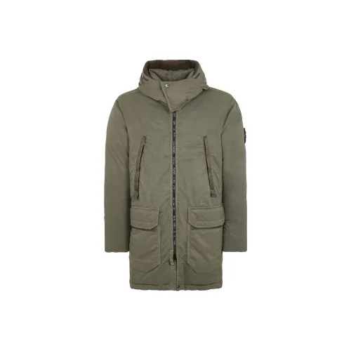 STONE ISLAND Пуховик Пальто Мужской Зеленый