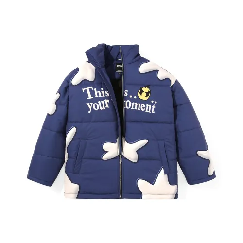 GENANX Буква Воротник-стойка Свободный крой Пуховая куртка Унисекс Темно-синий