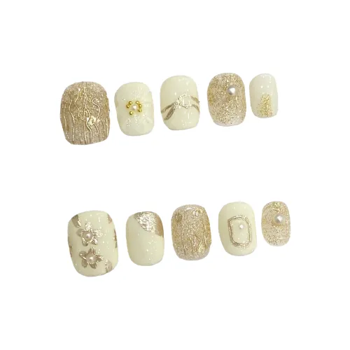 Yun Yue Joe Роскошь Aurora Маленький цветок False Nail Короткий Круглый Свет Однотонный Стиль Instagram