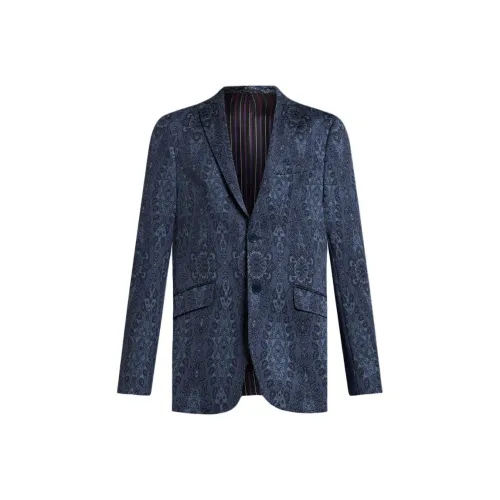 ETRO FW24 Бизнес-костюм мужской морской синий