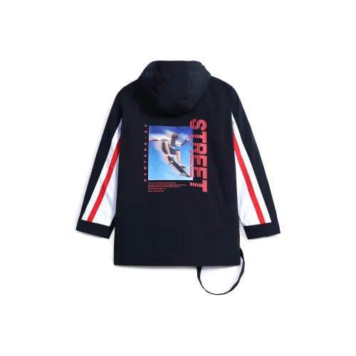 Zoo York Логотип Бренда Однотонный Воротник-стойка Свободный крой Пуховая куртка Унисекс Черный