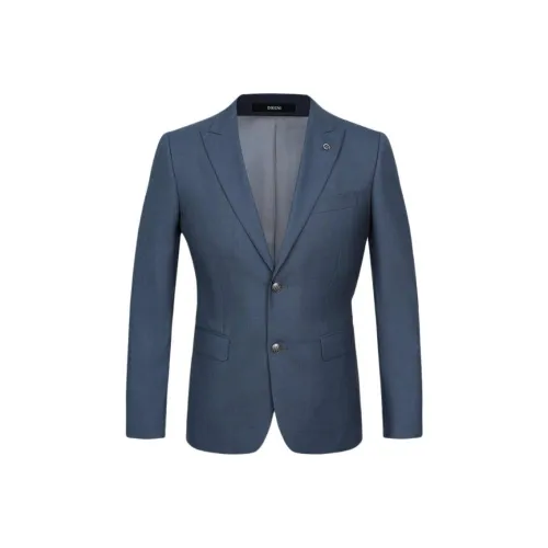 DIKENI Бизнес-костюм мужской синий смешанный клетка