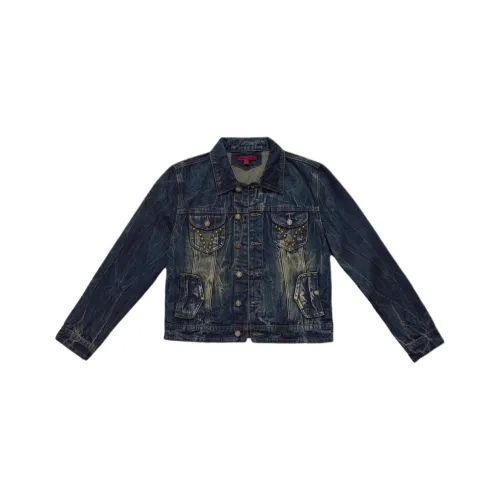 Jaded London Drift Series Drift Collection Creased Wash Stud Denim Jacket Denim Jacket Men's Blue
