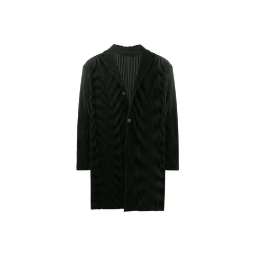 Homme Plissé Issey Miyake Черное Мужское Пальто