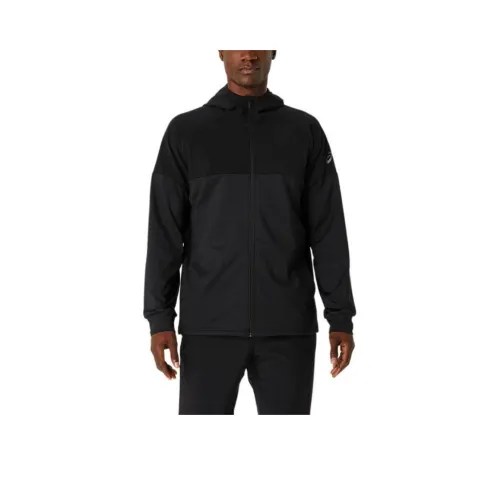 Asics KNIT Джерси Full Zip Hoodie Куртки Пальто Мужской Черный