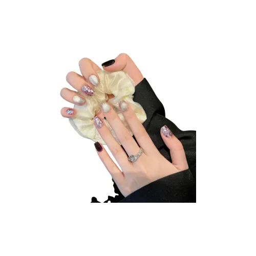 Yun Yue Joe СтеллаЛу'S Элегантность And Элегантность False Nail Миндаль Короткий LADDER Фиолетовый Однотонный Блестки