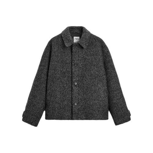 ZARA Куртки и Пальто Мужской Угольный Серый