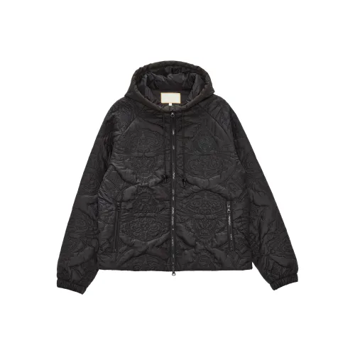 Ed Hardy Однотонный С капюшоном Хлопковый пуховик Мужской Черный