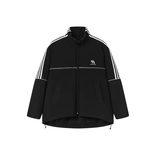 MODITEC Полосы Однотонный Воротник-стойка Свободный крой Пуховая куртка Унисекс Черный