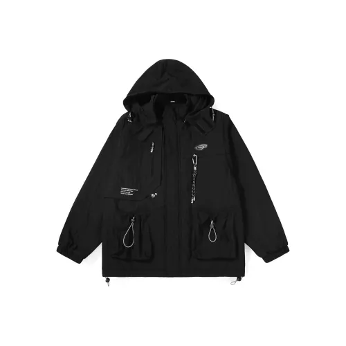 GENANX Хлопковый пуховик унисекс черного цвета