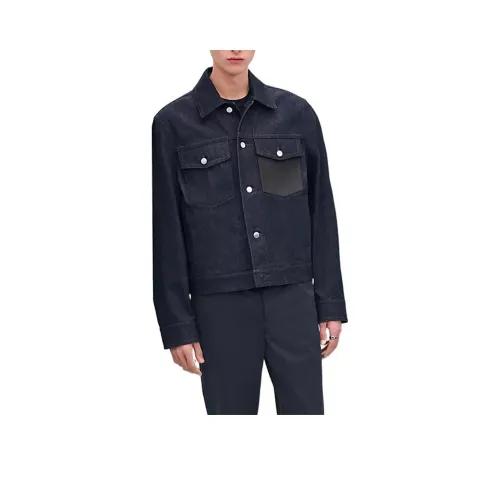 HERMES SS25 Denim Jacket Men's Navy Blue