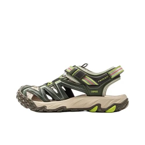 LINING YOUNG На открытом воздухе Амортизация And Дышащий Низкий Топ Детские Сандалии Армейский зеленый Подростки