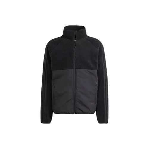 Adidas Originals Polar Fleece Full Zip Top Velvet Feel Coat Men's Black