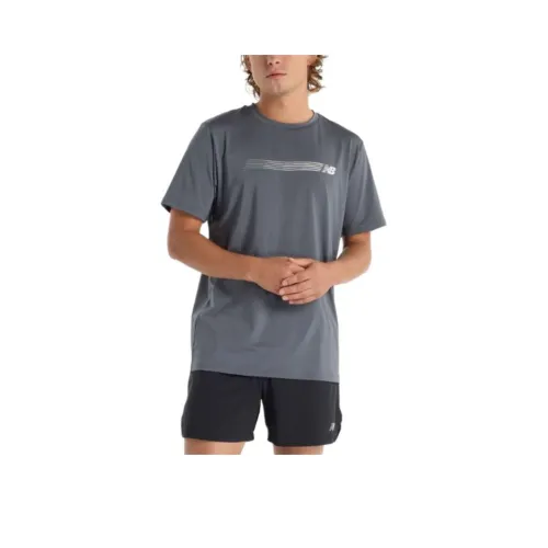 New Balance Linear SS25 T Рубашка Мужская Серого цвета
