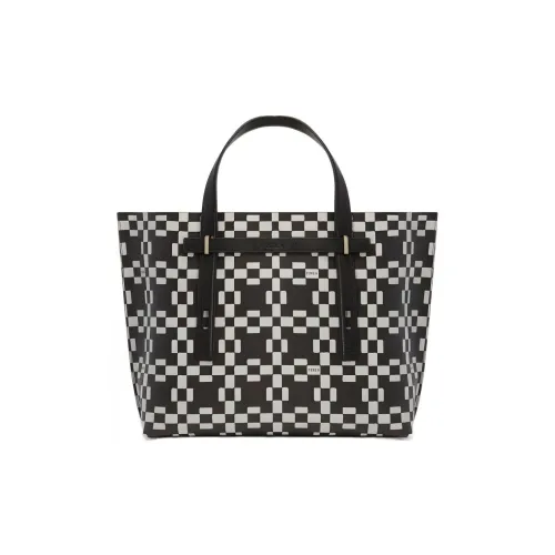 Furla Холст и Кожаная Сумка-тоут Сумка для покупок Сумка Большая Мужская Черно-белая