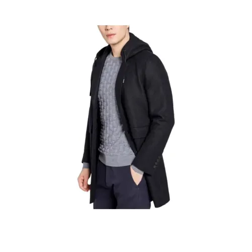 BRAUN BUFFEL Черное мужское пальто