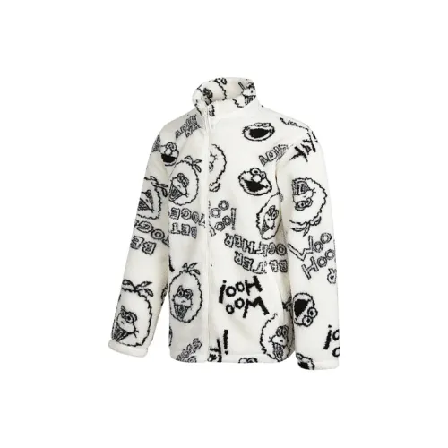 ADIDAS NEO Улица Сезам Co Branded В избранном Белый Унисекс Бархатные куртки