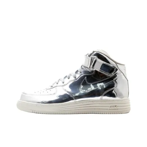 Nike Lunar Force 1 Slip-Resistant Abrasion-Resistant High Top Skateboarding Shoes Men's Silver