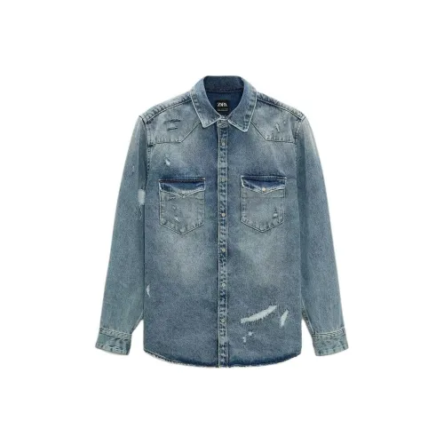 ZARA Blue Men's Denim Jackets ZARA Синий Мужские Джинсовые Куртки