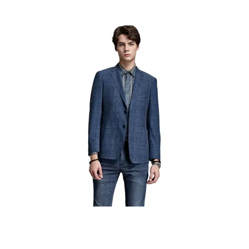 DIKENI Бизнес-костюм мужской синий смешанный клетка