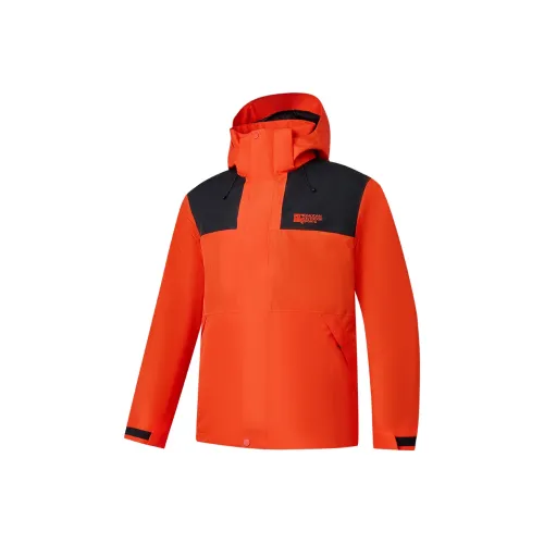 QIAODAN Mountain God Series Водонепроницаемый Ветрозащитный And Вода Отталкивающий Ветровка Мужской Ярко-оранжевый Черный