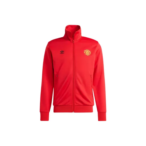 Adidas Manchester United Manchester United ESSENTIALS TREFOIL TRACK TOP Куртки Пальто Мужской Красный Черный