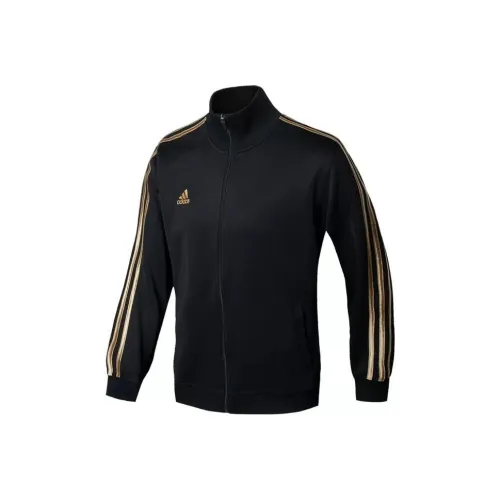Adidas Черный с Золотой Полосой Унисекс Куртка