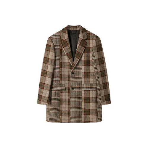 DAVID NAMAN Кофейная клетка Мужское пальто