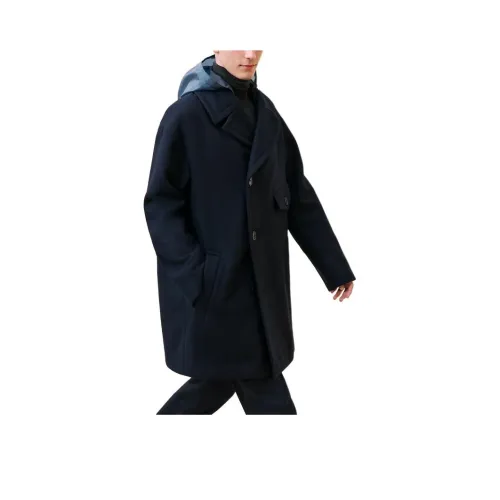 HERMES FW24 Пальто Мужское Морской Синий