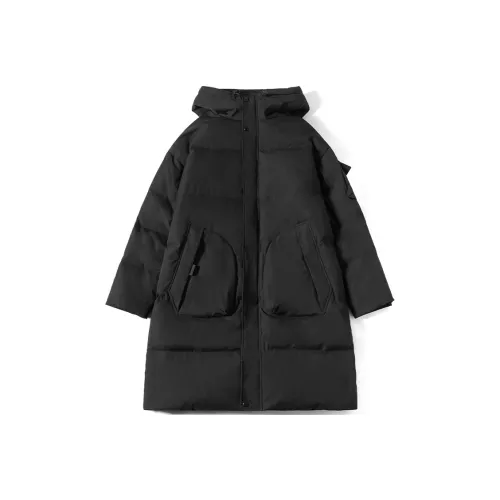 N Max Letter С капюшоном Свободный крой LONG DOWN JACKET Унисекс Черный