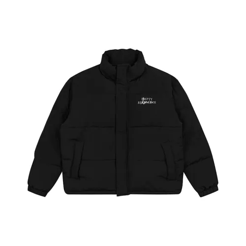EMPTY REFERENCE Буква Воротник-стойка Свободный крой Пуховая куртка Унисекс Черный