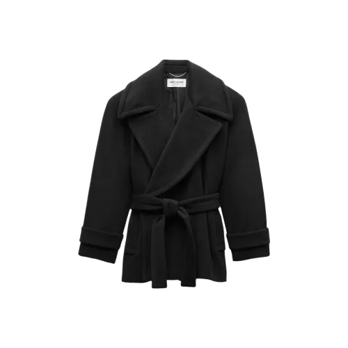 SAINT LAURENT Мужское черное пальто