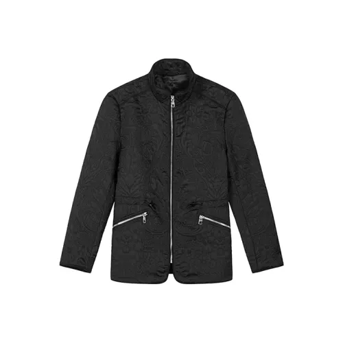 DAVID NAMAN Однотонный Воротник-стойка Свободный крой Пуховая куртка Мужская Черная