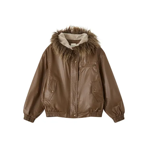 WULISHAONIAN Куртки и пальто унисекс коричневый зеленый