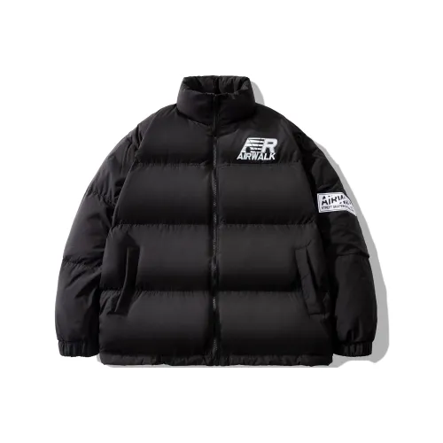 AIRWALK Буква Воротник-стойка Свободный крой Утолщенный пуховик Унисекс Черный