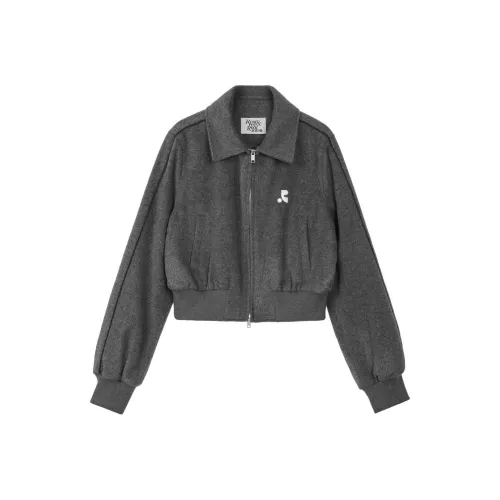 Rest Recreation FW24 PIPING Шерсть Bomber Куртка Куртки Пальто Унисекс GREY Серый