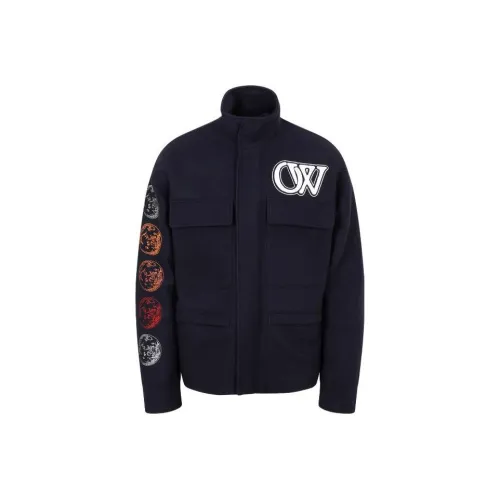 Off Белый Синий Мужские Куртки