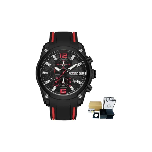 Sanda Кварцевый механизм силиконовый ремешок мужские часы черный циферблат