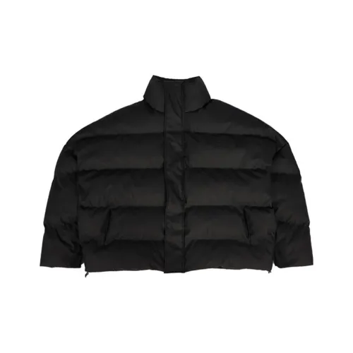 M26D Однотонный Воротник-стойка Свободный крой Короткий Пуховик Унисекс Черный