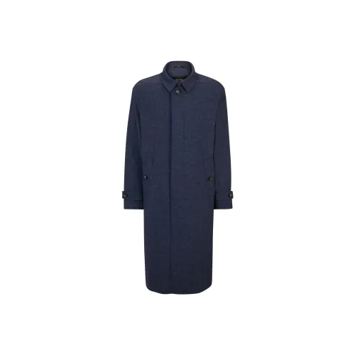 Hugo Boss Стандартный крой Пальто из новой шерсти Смесь Пальто Мужское Синий