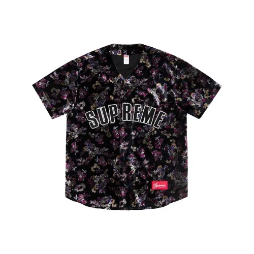 Supreme FW19 Неделя 1 Цветочный Велюр Баскетбольный Джерси Бейсбольная куртка Унисекс